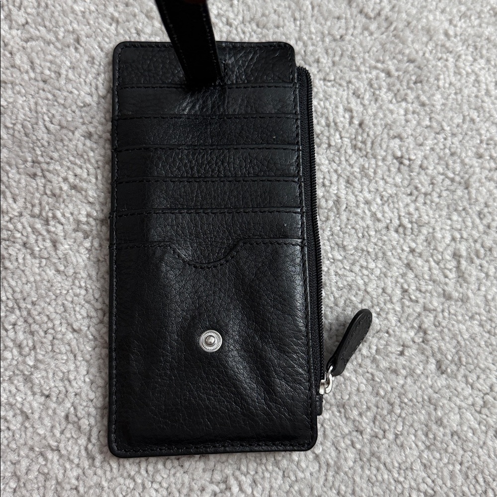Genuine Leather Thin Vertical Stacker Women's Wallet Card Case with ID - Picture 4 of 4